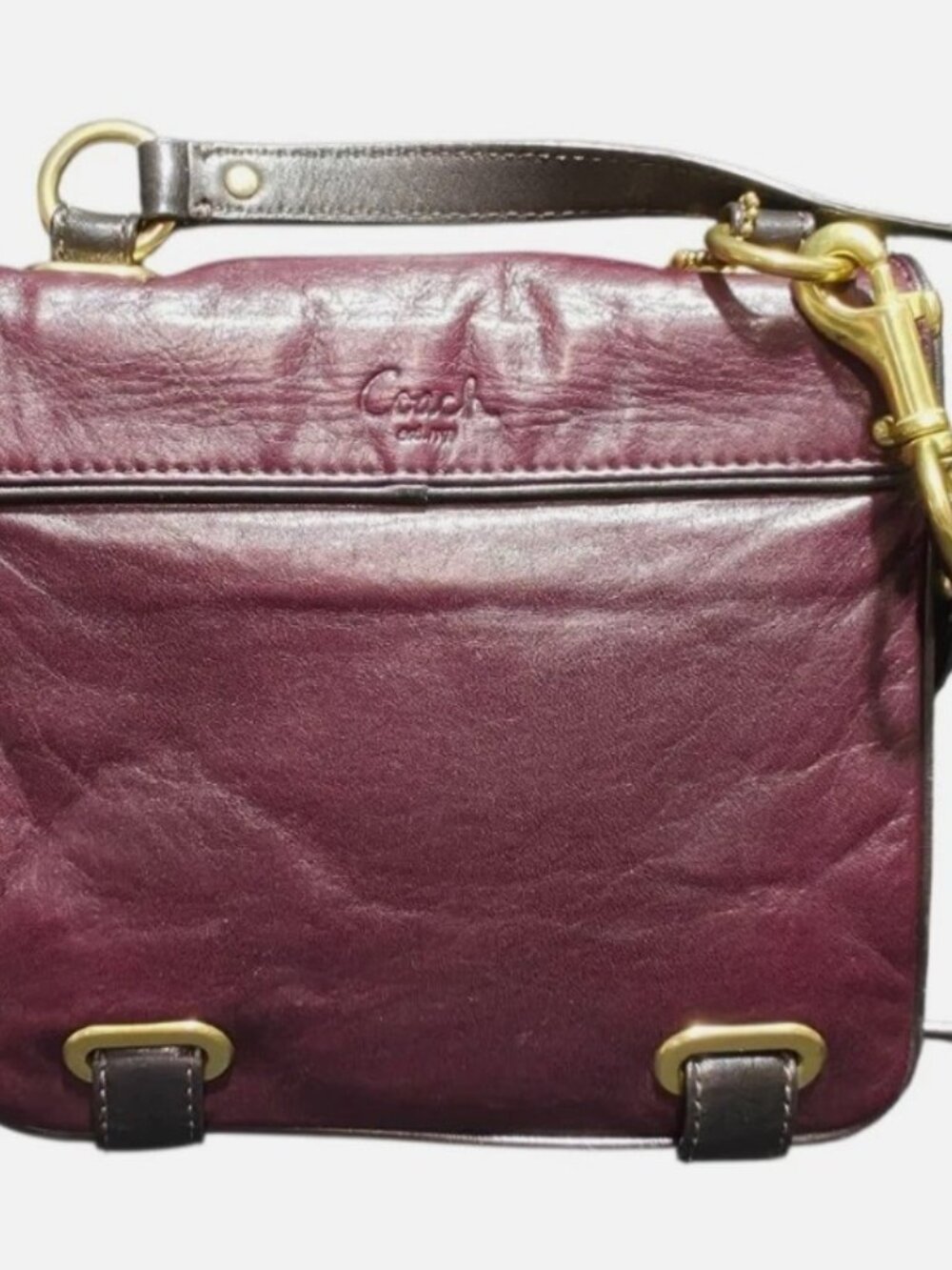 Coach Cambridge Moto Oxblood Leather Zipper Crossbody Bag Brass Hardware 43063 - Picture 2 of 7